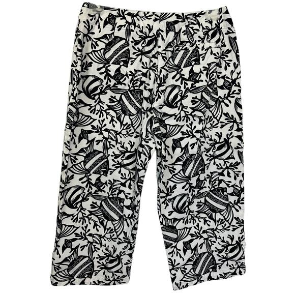 2/$30 Vintage Y2K Talbots Fish Print Capri Pants Black Nautical Petite Size 4P - Picture 5 of 9